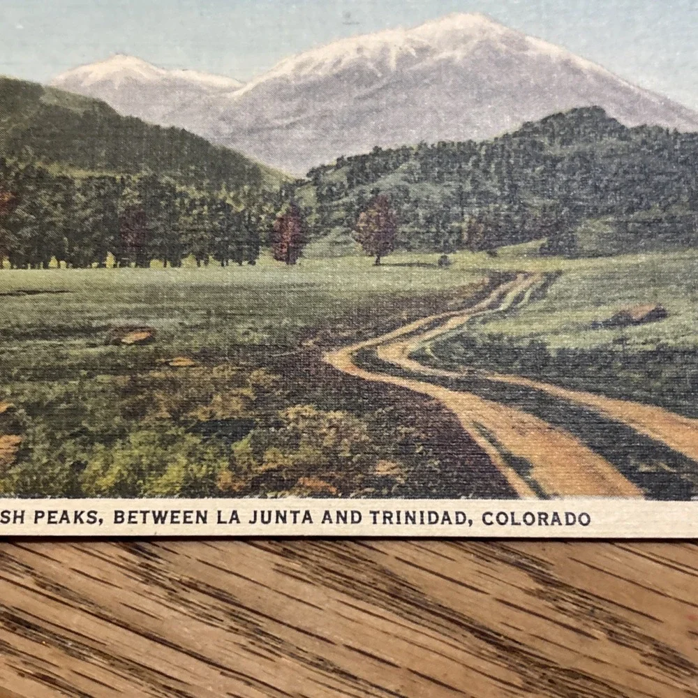 Spanish Peaks Bet La Junta and Trinidad Colorado Postcard Unposted